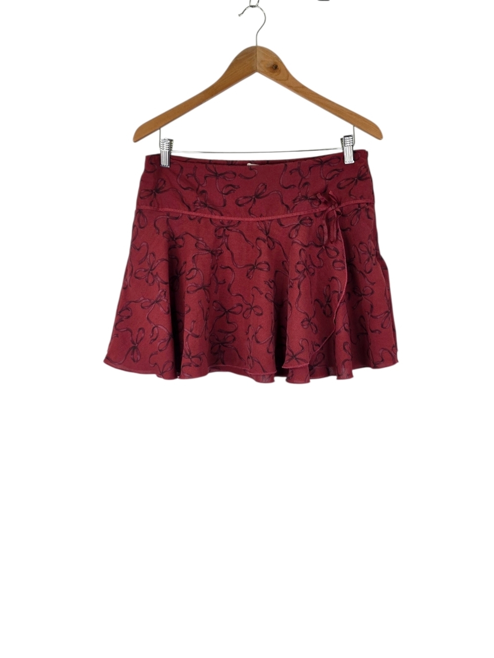 Aeropostale MEDMini Skirt Skort Burgundy Bow Print Coquette‎ Dark Moody Preppy